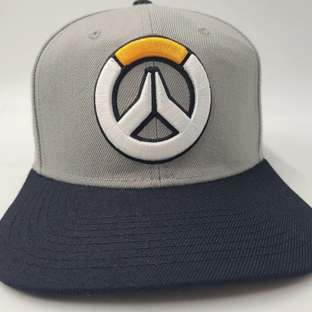 Overwatch Hat Snapback Blizzard Entertainment Gray Black Video Game Wool Blend